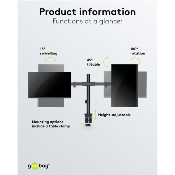 Nosilec za dva monitorja fix, 17 do 32 palcev (43-81 cm)