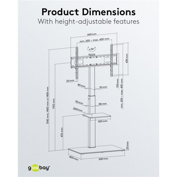 Stojalo za TV Basic (velikost L) 37 in 70 palcev (94–178 cm)