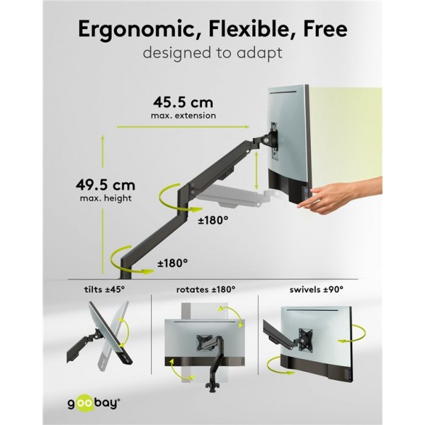 Nosilec za monitor s plinsko vzmetjo, 17 in 32 palcev (43-81 cm)