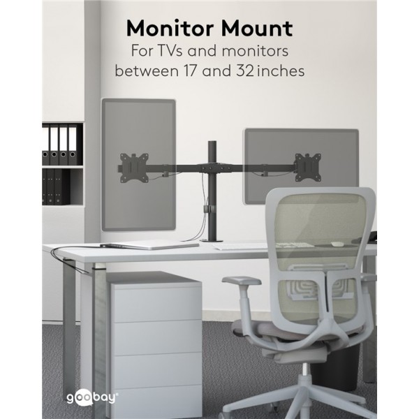 Nosilec za dva monitorja fix, 17 do 32 palcev (43-81 cm)