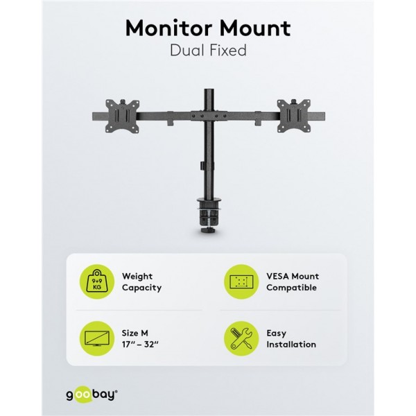 Nosilec za dva monitorja fix, 17 do 32 palcev (43-81 cm)
