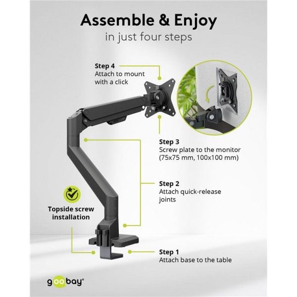 Nosilec za monitor s plinsko vzmetjo, 17 in 32 palcev (43-81 cm)