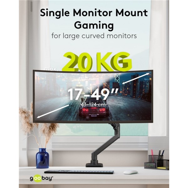 Gaming nosilec za monitor s plinsko vzmetjo od 17 do 49 palcev (43 - 124 cm), največ 20 kg
