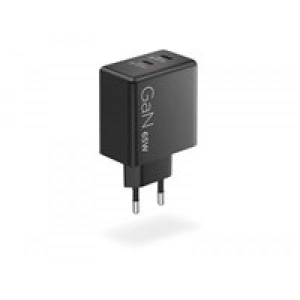 LENOVO polnilec GaN 65W z dvema USB-C izhodoma, Black, 1 leto garancije