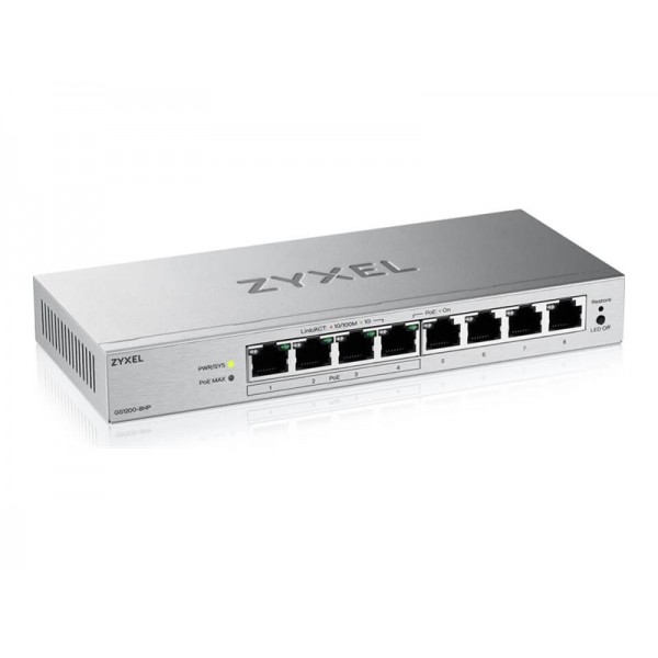 ZYXEL GS1200-8HP V3 8-portni Gigabit PoE+ switch (omrežni preklopnik)