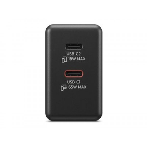 LENOVO polnilec GaN 65W z dvema USB-C izhodoma, Black, 1 leto garancije