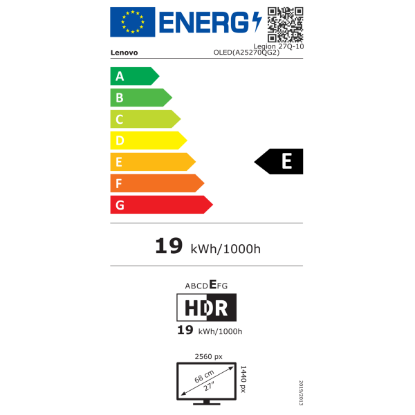 LENOVO Legion 27Q-10, 26,5-palčni QD-OLED monitor, ločljivost 2560×1440, razmerje 16:9, osveževanje 240 Hz, svetlost 200 cd/m2, kontrast 1,5M:1, odzivni čas 0,03 ms, priključki 2× HDMI 2.1 in 1× DisplayPort 1.4, 99 % sRGB, 3-letna garancija. LENOVO Legion 27Q-10, 26,5-palčni QD-OLED monitor, ločljivost 2560×1440, razmerje 16:9, osveževanje 240 Hz, svetlost 200 cd/m2, kontrast 1,5M:1, odzivni čas 0,03 ms, priključki 2× HDMI 2.1 in 1× DisplayPort 1.4, 99 % sRGB, 3-letna garancija.