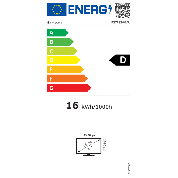SAMSUNG LS27F320GAUXEN 27-palčni (S32GF) monitor z IPS panelom, 120 Hz osveževanjem, igralnim načinom, načinom varčevanja z očmi, tehnologijo brez utripanja in 2x HDMI