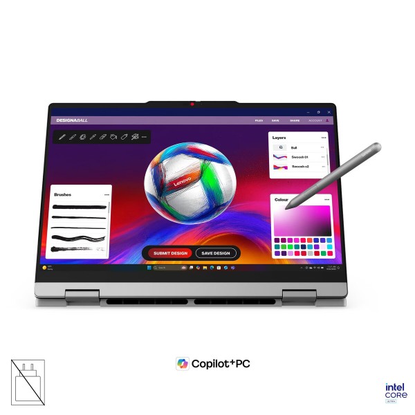 LENOVO IdeaPad 5 2-v-1 prenosnik z Intel Core Ultra 5 322, 14" WUXGA zaslonom na dotik (MT), 16 GB RAM, 512 GB SSD, UMA grafiko, Windows 11 Home, barva Luna Grey, 3-letna garancija, brez napajalnika
