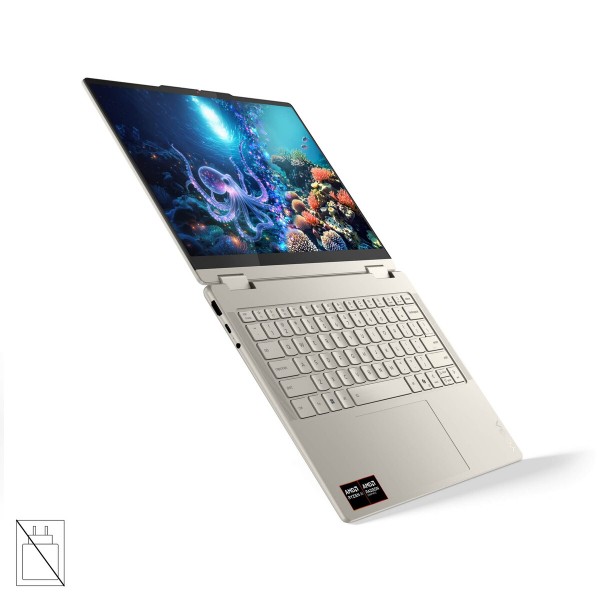 LENOVO Yoga 7 2-v-1 prenosnik, AMD Ryzen AI 5 340, 14-palčni WUXGA OLED z večdotikovnim zaslonom (MT), 24 GB RAM, 1 TB, integrirana grafika (UMA), Windows 11 Home (W11H), Seashell, 3-letna garancija, brez napajalnika