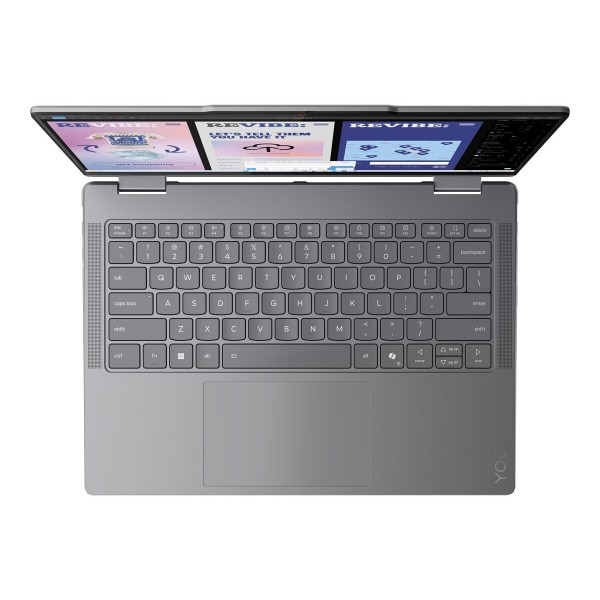 LENOVO Yoga 7 2-v-1 prenosnik z Intel Core Ultra 5 226V, 14-palčnim WUXGA OLED zaslonom (večdotikalen, MT), 16 GB RAM, 512 GB SSD, integrirano grafiko (UMA), Windows 11 Home, barva Luna Grey, 2-letna garancija.