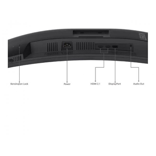 LENOVO Legion R34w-30 34-palčni VA zaslon z razmerjem 21:9, ločljivostjo 3440×1440 in osveževanjem 180 Hz; svetlost 350 cd/m², kontrast 3000:1 in čas odziva 0,5 ms; priključki 2× HDMI 2.1 in 1× DisplayPort 1.4; barvni razpon 99 % sRGB; vgrajena zvočnika 3