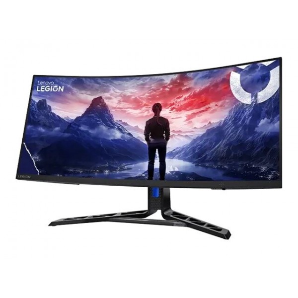 LENOVO Legion R34w-30 34-palčni VA zaslon z razmerjem 21:9, ločljivostjo 3440×1440 in osveževanjem 180 Hz; svetlost 350 cd/m², kontrast 3000:1 in čas odziva 0,5 ms; priključki 2× HDMI 2.1 in 1× DisplayPort 1.4; barvni razpon 99 % sRGB; vgrajena zvočnika 3