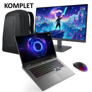 Paket LENOVO LOQ 17IRX10 prenosnik z Intel Core i7-14700HX, 17,3-palčnim zaslonom, 32 GB pomnilnika, 1 TB SSD, grafično kartico RTX 5070 8 GB in FREEDOS, vključno z monitorjem LOQ 27-10 27i, miško in nahrbtnikom.