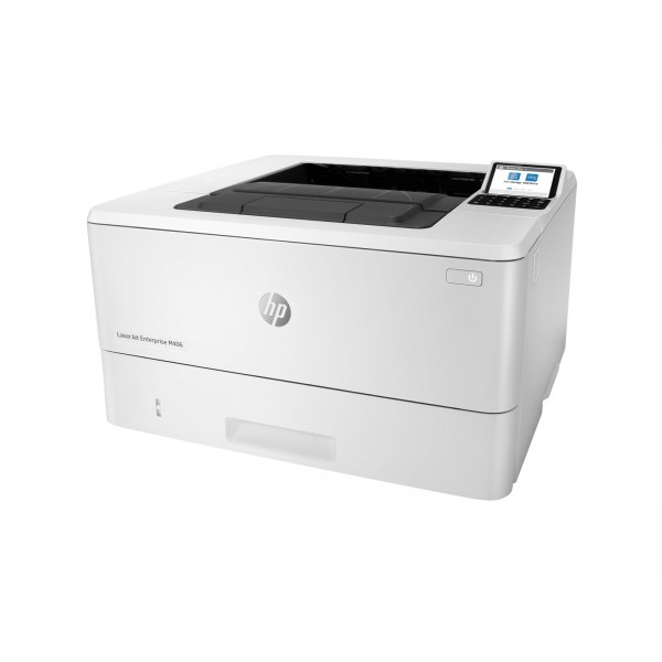 HP LaserJet Enterprise M406dn črno-beli laserski tiskalnik A4 s 1200 x 1200 DPI, hitrostjo tiskanja do 40 strani/min, predalom za 350 listov, samodejnim dvostranskim tiskom ter USB in LAN povezljivostjo.
