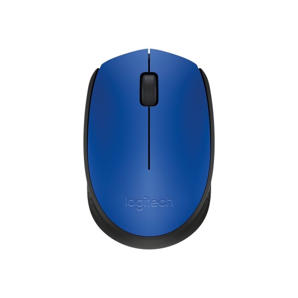 LOGITECH M171 brezžična miška, primerna za desničarje in levičarje, 2.4 GHz USB brezžični sprejemnik, črna, modra