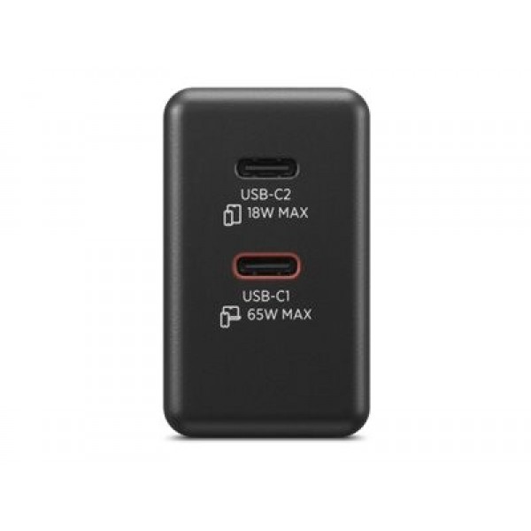 LENOVO polnilec GaN 65W z dvema USB-C izhodoma, Black, 1 leto garancije