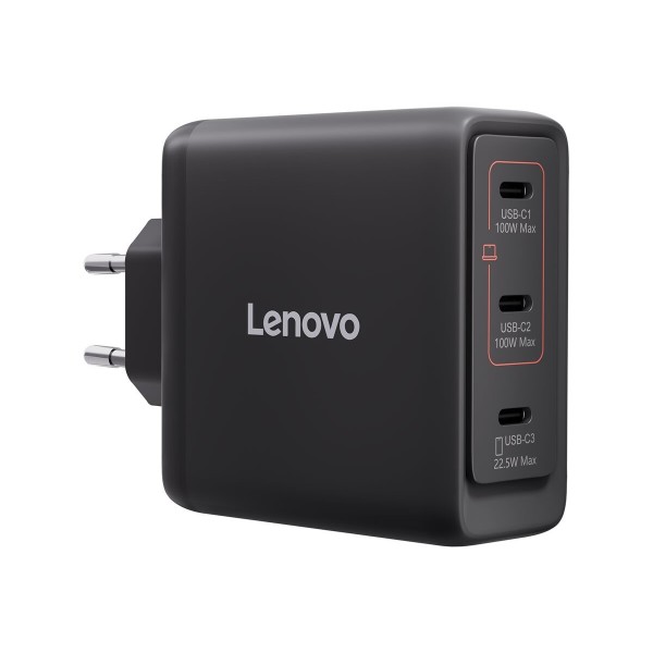 LENOVO večportni USB-C polnilec 100W GaN, črn, 1 leto garancije