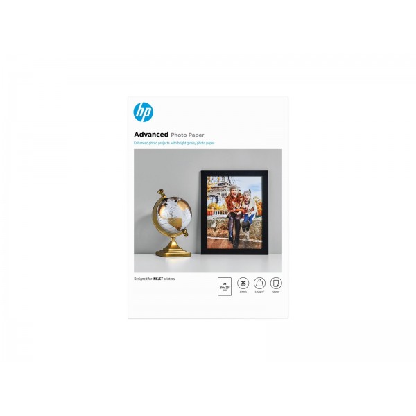 Originalni HP Q5456A napredni sijajni fotopapir, kartuša s črnilom, 250 g/m2, A4, 25 listov, 1 paket