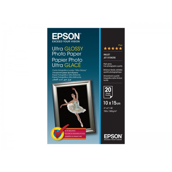 EPSON Ultra sijoč fotografski papir za inkjet tiskalnike, 300 g/m2, 100 x 150 mm, 20 listov, 1 paket