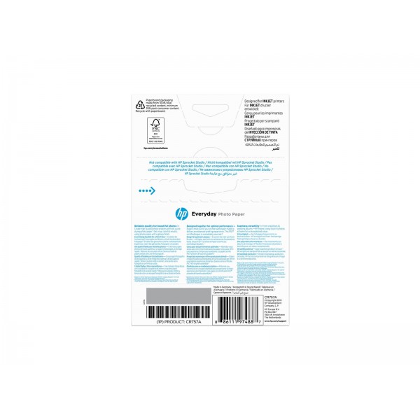 HP originalni vsakdanji sijajni fotografski papir, bel, 200 g/m2, 100 x 150 mm, 100 listov, 1 pakiranje HP originalni vsakdanji sijajni fotografski papir, bel, 200 g/m2, 100 x 150 mm, 100 listov, 1 pakiranje
