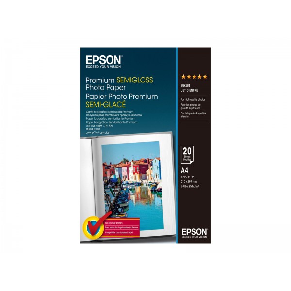 EPSON Premium polsijajen fotografski papir za brizgalne tiskalnike, 251 g/m2, A4, 20 listov, 1 paket