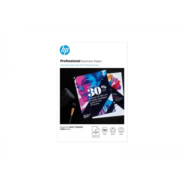 HP Prof Biz sijajni papir A4, 180 g/m², 150 listov, s certifikatom FSC.