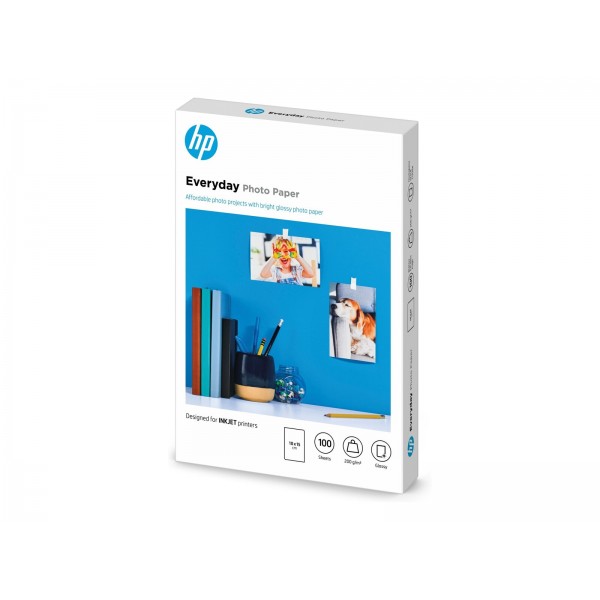HP originalni vsakdanji sijajni fotografski papir, bel, 200 g/m2, 100 x 150 mm, 100 listov, 1 pakiranje