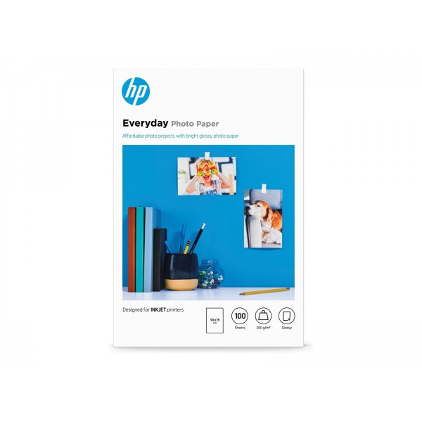 HP originalni vsakdanji sijajni fotografski papir, bel, 200 g/m2, 100 x 150 mm, 100 listov, 1 pakiranje