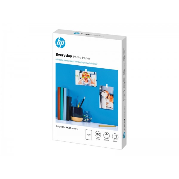 HP originalni vsakdanji sijajni fotografski papir, bel, 200 g/m2, 100 x 150 mm, 100 listov, 1 pakiranje