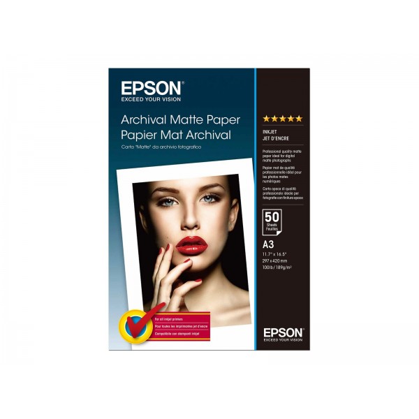 EPSON mat arhivski papir za inkjet tiskalnike, 192 g/m², A3, 50 listov, 1 paket