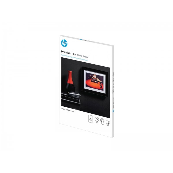 Izvirni HP Premium Plus pol-sijajni fotografski papir, bel, 300 g/m2, A4, 20 listov, 1 paket