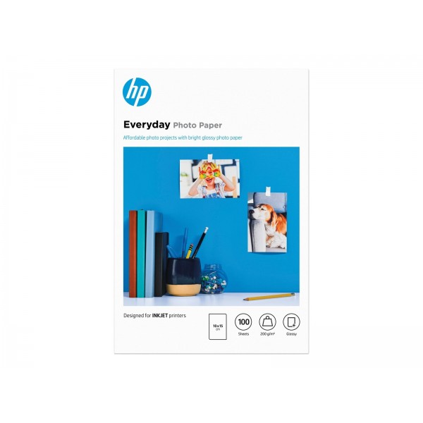 HP originalni vsakdanji sijajni fotografski papir, bel, 200 g/m2, 100 x 150 mm, 100 listov, 1 pakiranje