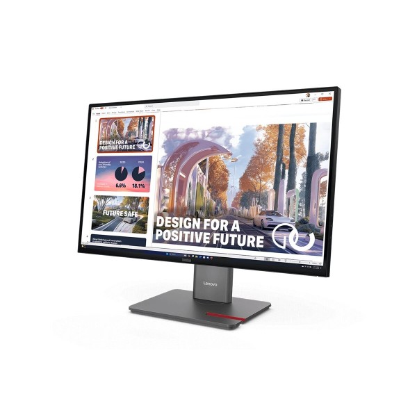 LENOVO ThinkVision E27q-40 27-palčni IPS-monitor, razmerje stranic 16:9, ločljivost 2560 × 1440, frekvenca osveževanja 100 Hz, svetlost 350 cd/m2, kontrast 1500:1, odzivni čas 4 ms; priključki: 2× HDMI 2.1 (TMDS) in 1× DisplayPort 1.2; pokritost barvnega 