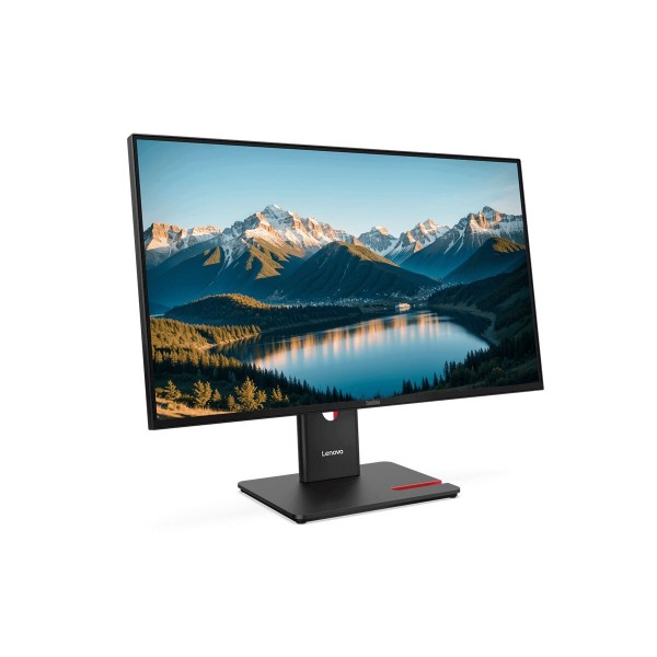 LENOVO ThinkVision T27Q-40 27-palčni IPS QHD zaslon (razmerje 16:9) z osveževanjem 48 Hz, svetilnostjo 350 cd/m2, kontrastnim razmerjem 1500:1 in časom odziva 6 ms; opremljen z 3× USB-A, 1× USB-C, 1× USB-B, HDMI in DisplayPort, nudi 99 % sRGB barvni razpo