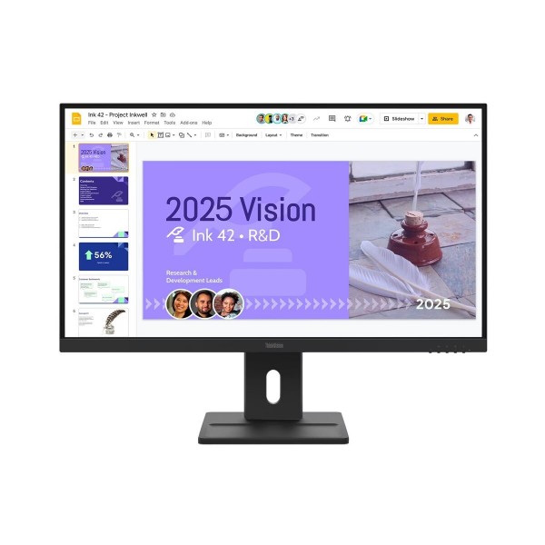 LENOVO ThinkVision E27q-40 27-palčni IPS-monitor, razmerje stranic 16:9, ločljivost 2560 × 1440, frekvenca osveževanja 100 Hz, svetlost 350 cd/m2, kontrast 1500:1, odzivni čas 4 ms; priključki: 2× HDMI 2.1 (TMDS) in 1× DisplayPort 1.2; pokritost barvnega 