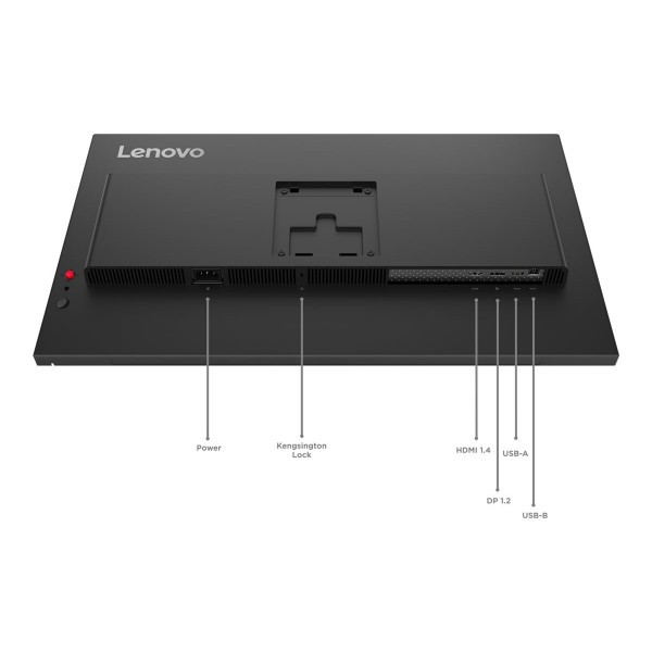 LENOVO ThinkVision T27Q-40 27-palčni IPS QHD zaslon (razmerje 16:9) z osveževanjem 48 Hz, svetilnostjo 350 cd/m2, kontrastnim razmerjem 1500:1 in časom odziva 6 ms; opremljen z 3× USB-A, 1× USB-C, 1× USB-B, HDMI in DisplayPort, nudi 99 % sRGB barvni razpo