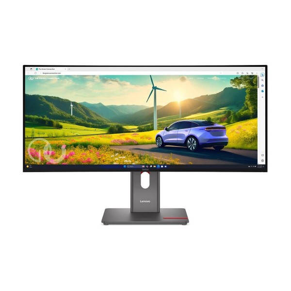 LENOVO ThinkVision P34WD-40 34-palčni IPS 21:9 3440×1440 120 Hz, 350 cd/m², kontrast 2000:1, odziv 4 ms; priključki: 1× HDMI 2.1, 1× DP 1.4, 1× DP Out, USB HUB, 1× RJ45; vgrajena zvočnika 3 W × 2; 3-letna garancija.