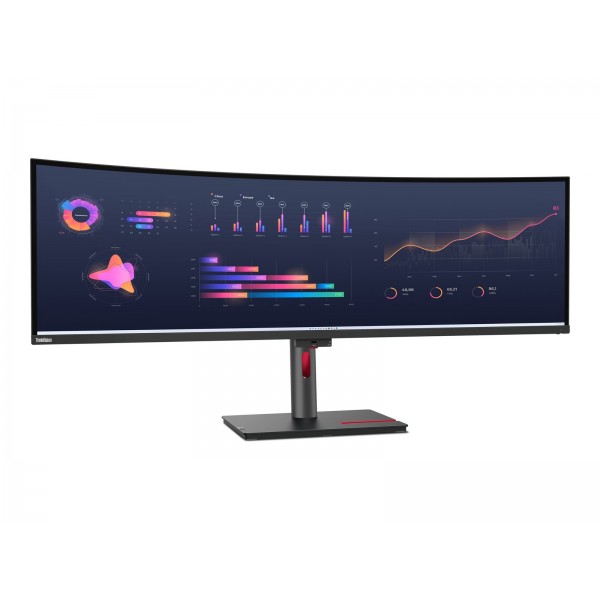 LENOVO ThinkVision P49w-30, 49-palčni IPS monitor z razmerjem 32:9 in ločljivostjo 5120 x 1440, 60 Hz, svetilnost 350 cd/m2, kontrast 2000:1, odzivni čas 4 ms, 2 x HDMI 2.1, 1 x DisplayPort 1.4, 1 x Thunderbolt Out, USB HUB, 1 x RJ45, zvočniki 2 x 5 W, 3 