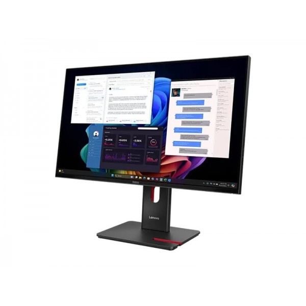 LENOVO ThinkVision T27UD-40 27‑palčni IPS zaslon, razmerje 16:9, ločljivost 3840×2160 (4K) pri 60 Hz, svetilnost 350 cd/m2, kontrast 1500:1 in odzivni čas 4 ms; priključki: 1× HDMI 2.1, 1× DP 1.4, USB HUB in 1× RJ45; barvni razpon 99 % sRGB; 3 leta garanc