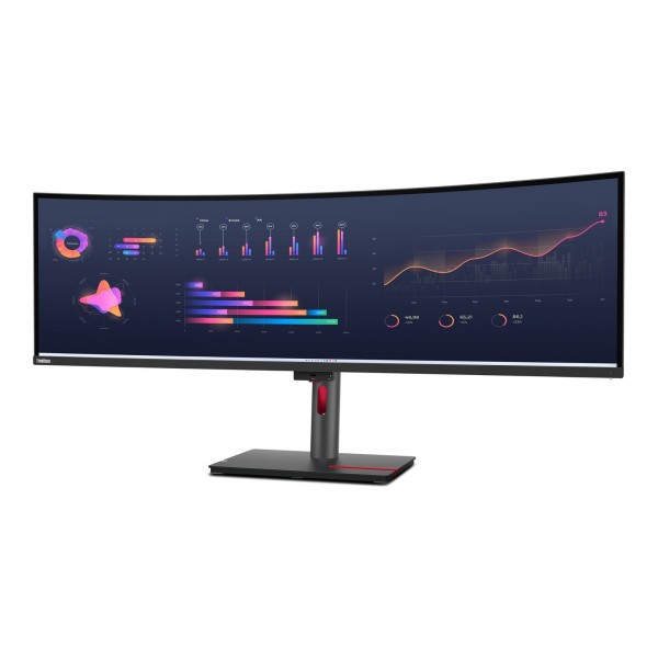 LENOVO ThinkVision P49w-30, 49-palčni IPS monitor z razmerjem 32:9 in ločljivostjo 5120 x 1440, 60 Hz, svetilnost 350 cd/m2, kontrast 2000:1, odzivni čas 4 ms, 2 x HDMI 2.1, 1 x DisplayPort 1.4, 1 x Thunderbolt Out, USB HUB, 1 x RJ45, zvočniki 2 x 5 W, 3 