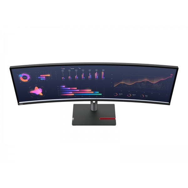 LENOVO ThinkVision P49w-30, 49-palčni IPS monitor z razmerjem 32:9 in ločljivostjo 5120 x 1440, 60 Hz, svetilnost 350 cd/m2, kontrast 2000:1, odzivni čas 4 ms, 2 x HDMI 2.1, 1 x DisplayPort 1.4, 1 x Thunderbolt Out, USB HUB, 1 x RJ45, zvočniki 2 x 5 W, 3 