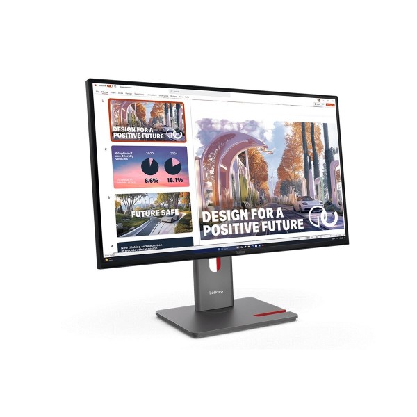 LENOVO ThinkVision E27q-40 27-palčni IPS-monitor, razmerje stranic 16:9, ločljivost 2560 × 1440, frekvenca osveževanja 100 Hz, svetlost 350 cd/m2, kontrast 1500:1, odzivni čas 4 ms; priključki: 2× HDMI 2.1 (TMDS) in 1× DisplayPort 1.2; pokritost barvnega 