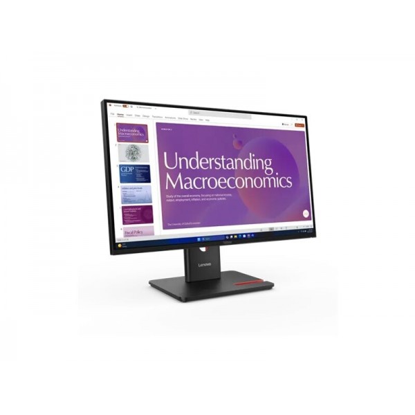 LENOVO ThinkVision T24d-40 LED monitor, 24-palčni, 1920 × 1080 (Full HD) z 120 Hz osveževanjem, priključki HDMI, DisplayPort in USB-C priklopna postaja z 96 W, podpora za verižne povezave (DaisyChain) ter vgrajeni zvočniki.
