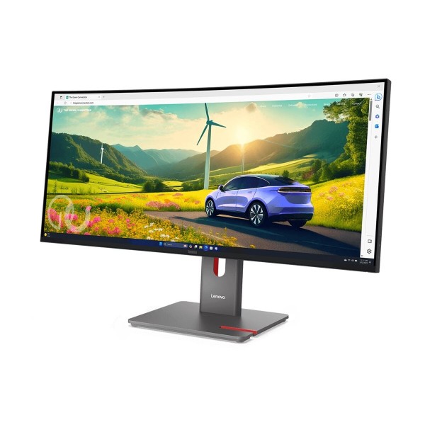 LENOVO ThinkVision P34WD-40 34-palčni IPS 21:9 3440×1440 120 Hz, 350 cd/m², kontrast 2000:1, odziv 4 ms; priključki: 1× HDMI 2.1, 1× DP 1.4, 1× DP Out, USB HUB, 1× RJ45; vgrajena zvočnika 3 W × 2; 3-letna garancija.