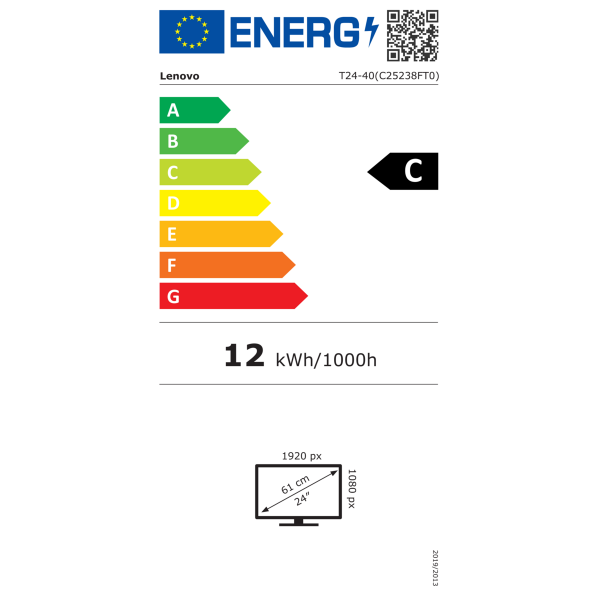 LENOVO ThinkVision T24-40, 23,8-palčni IPS zaslon 16:9, ločljivost 1920x1080 pri 120 Hz, svetlost 250 cd/m2, kontrast 1500:1, odziv 4 ms; priključki: 1x HDMI 1.4, 1x DP 1.2, 1x VGA, 1x USB-C z USB-hubom; pokriva 99 % barvnega razpona sRGB; 3-letna garanci