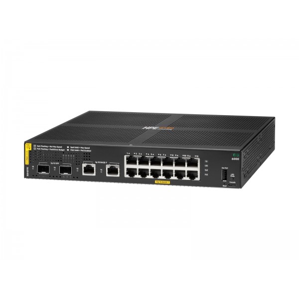 HPE Aruba Networking CX 6000, 12-portni switch (omrežni preklopnik), 10M/100M/1G, Class4 PoE, 2 x SFP 1G, 139W