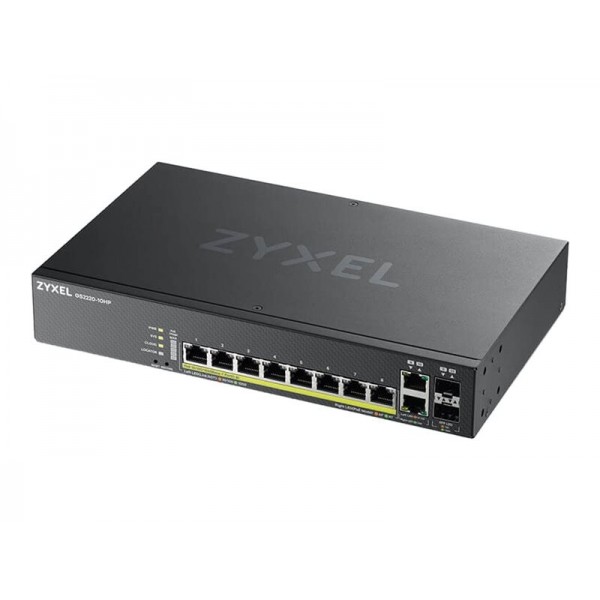 ZYXEL GS2220-10HP za EU regijo, 8-portni GbE L2 PoE switch (omrežni preklopnik) z GbE uplinkom, vključno z 1-letno licenco NCC Pro Pack.