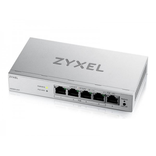 ZYXEL GS1200-5HP V3 5-portni Gigabit PoE+ Web Smart switch (omrežni preklopnik)