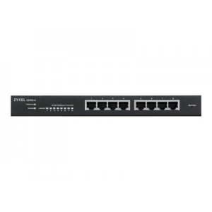 ZYXEL GS1915-8EP 8-portni GbE PoE switch (omrežni preklopnik) s pametnim hibridnim načinom, deluje samostojno ali preko NebulaFlex Cloud, 60 W PoE (802.3at), brezventilatorska namizna izvedba